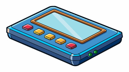 Poster - A rectangular electronic device with a touch screen and multiple buttons.. Cartoon Vector