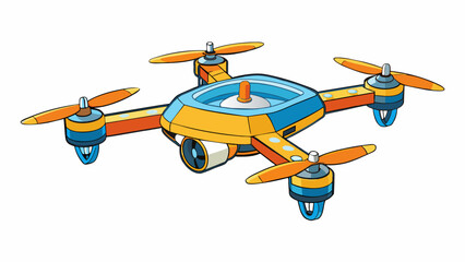 Aufkleber - A radiocontrolled flying drone This fun object is a small remotecontrolled aircraft with spinning propellers and flashing lights. It can perform. Cartoon Vector