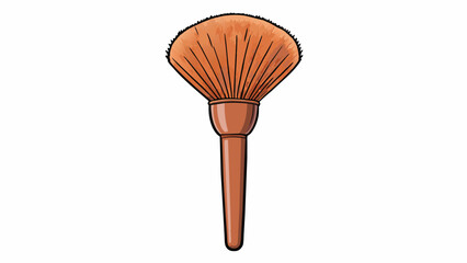 Poster - A round brush with soft flexible bristles designed for applying makeup. The bristles are densely packed and the handle is made of sleek polished wood.. Cartoon Vector