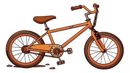 Poster - A rusted bicycle with flat tires and a broken chain.. Cartoon Vector