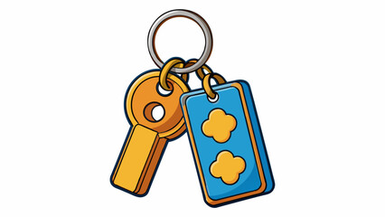 Poster - A set of matching keys with the same shape and design hanging on a keychain.. Cartoon Vector