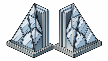 Wall Mural - A set of matching bookends They are both made of a sleek silver metal and are identical in height and weight. One has an intricate geometric design. Cartoon Vector