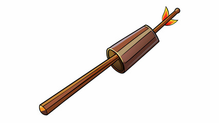 Wall Mural - A short stubby stick about the size of a pencil but much thicker. The wood is dark and polished almost like plastic. Its ends are carved into sharp. Cartoon Vector