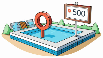 Aufkleber - A sign at the pool states the maximum number of people allowed in the pool at a time. This is the limit set to ensure the safety and comfort of all. Cartoon Vector