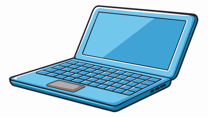 Fototapete - A sleek and ergonomic laptop designed for portability and productivity. It has a slim and lightweight design with a backlit keyboard and a large. Cartoon Vector