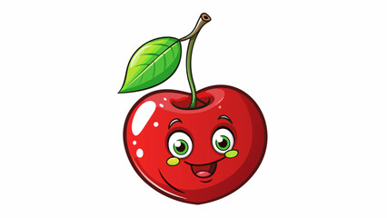 Poster - A single ripe apple hung from a tree its skin a bright shade of crimson. It was shiny and smooth with a slight fuzziness at the stem. As I took a bite. Cartoon Vector