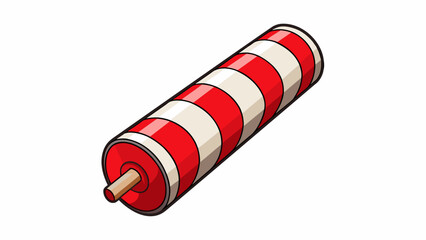 Poster - A small cylindrical stick with a bright red and white striped pattern and a pleasant taste when ed on.. Cartoon Vector
