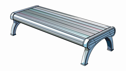 Fototapete - A sleek modern bench made of silver metal with a streamlined design and a glossy finish supported by geometric legs.. Cartoon Vector