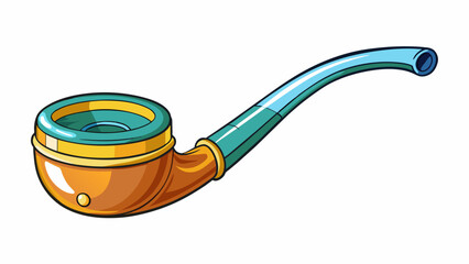 Sticker - A small curved pipe made of glass used for smoking tobacco or other substances. It has a bowl at one end where the substance is p and a thin hollow. Cartoon Vector