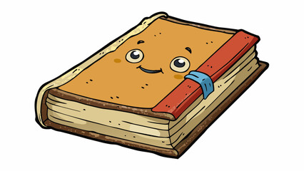 Poster - A small faded mark on the corner of a book where a bookmark used to be p. The edges are worn and there are creases in the paper.. Cartoon Vector