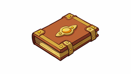Poster - A small leatherbound book with faded gold lettering on the cover. The pages are rough and yellowed with age with delicate illustrations decorating the. Cartoon Vector