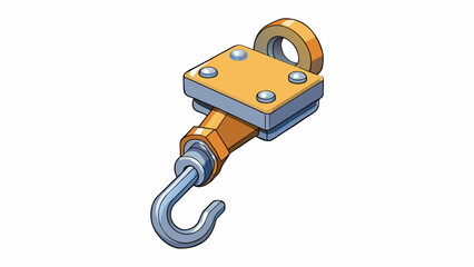 Aufkleber - A small metal hook with a latch mechanism commonly used for securing a gate or door from the inside.. Cartoon Vector