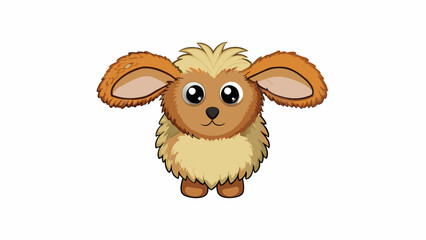 Fototapete - A small oval head with large floppy ears and a long muzzle. The fur on the head is soft and fluffy with shades of brown and white creating a speckled. Cartoon Vector