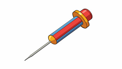 Poster - A small sharp object with a conical shape and a pointed tip commonly used for sewing or puncturing holes.. Cartoon Vector