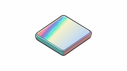 Poster - A small square of plastic with a holographic design on one side. It is slightly textured and reflects light in a rainbow pattern.. Cartoon Vector