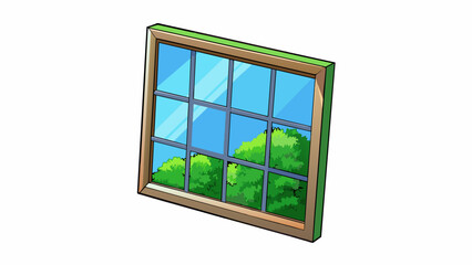 Aufkleber - A squareshaped window made up of four individual glass panes joined together by a metal frame allowing natural light to enter a room and providing a. Cartoon Vector