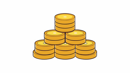 Aufkleber - A stack of five dimes each one slightly smaller than the last forming a neat pyramid on the table.. Cartoon Vector