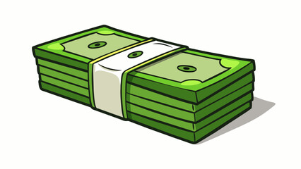 Poster - A stack of crisp neatly organized dollar bills representing the financial resources and assets of a company or individual. These funds can be used to. Cartoon Vector