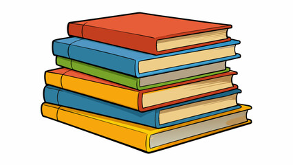 Aufkleber - A stack of books each one thick and heavy with knowledge waiting to be explored and discovered.. Cartoon Vector