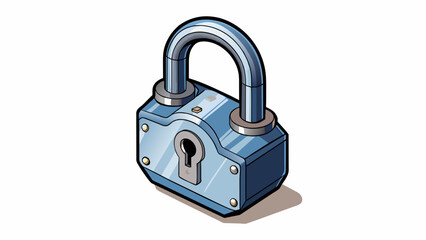Fototapete - A sy padlock made of heavyduty steel with a thick curved shackle that can be snapped shut and secured by a key. The body of the lock is engraved with. Cartoon Vector