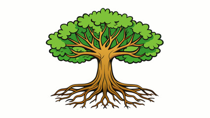 Aufkleber - A sy oak tree with deep roots signifies my unwavering determination and strong sense of self. Its tall stature and reliable nature mirror my. Cartoon Vector
