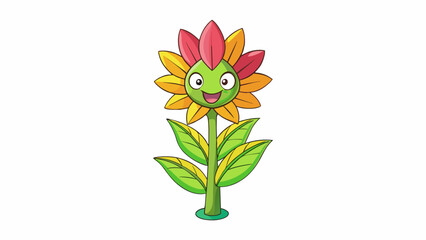 Poster - A tall leafy plant with brightly colored petals and a strong pleasant scent.. Cartoon Vector