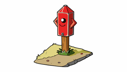Poster - As you approach the post you notice its faded red paint and chipped edges evidence of its age and wear. Despite its weathered appearance it still. Cartoon Vector