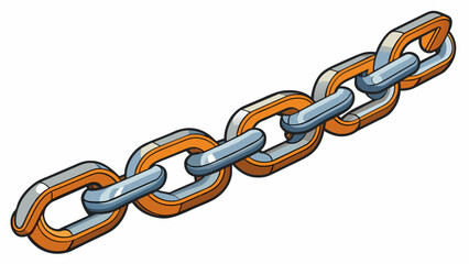 Poster - A thick metal chain unbreakable under heavy loads and able to withstand the pull of a powerful engine.. Cartoon Vector
