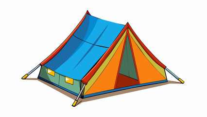 Poster - A tent A portable shelter made of waterproof material and poles for camping or outdoor activities.. Cartoon Vector