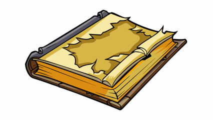 Fototapete - A torn book page The edges are ragged and frayed with a large rip in the middle of the page. The once crisp and white paper is now yellowed and. Cartoon Vector