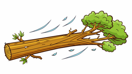 Fototapete - A tree branch fell from a tree during a storm because the wind was too strong. The tree branch was thick and heavy while the wind was a powerful force. Cartoon Vector