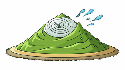 Poster - Atop the mountaintop the wind whipped ferociously creating a swirling vortex of dust and debris. It howled like a wild animal relentlessly pushing. Cartoon Vector
