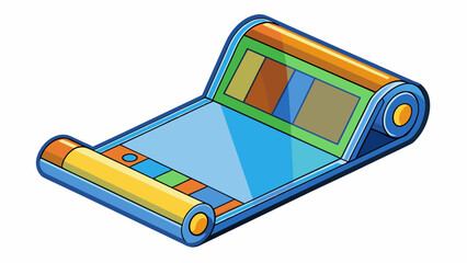 Poster - A transparent flexible screen that can be rolled up and stored when not in use. It has a smooth surface and displays vibrant colors and sharp text.. Cartoon Vector
