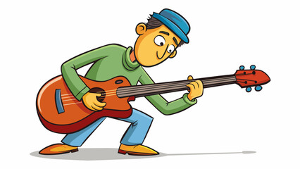 Aufkleber - Attempt 4 A guitarist attempting to play a complicated solo. Their fingers move quickly on the strings trying to hit each note perfectly. The sweat on. Cartoon Vector