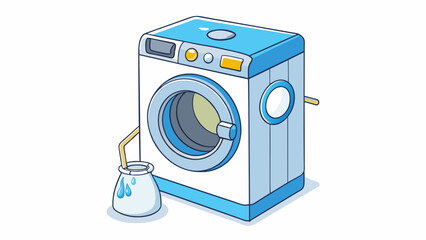 Fototapete - A washing machine In the cycle of a washing machine water is continuously pumped into the tub while the agitator turns and tosses the clothes. The. Cartoon Vector