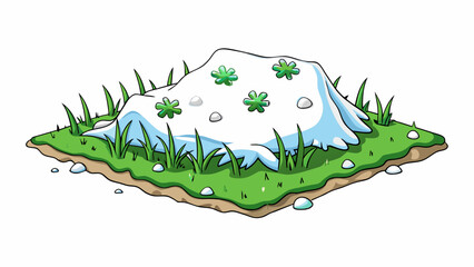 Poster - A white blanket of snow covering a field with individual snowflakes delicately resting on blades of grass and tree branches. With each passing day the. Cartoon Vector