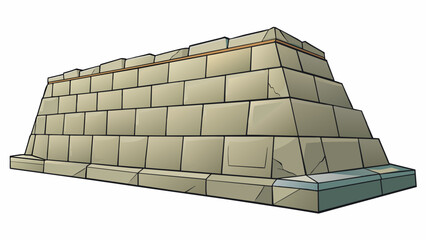 Poster - A wellconstructed stone wall with a wide base sloping slightly inward towards the top ensuring stability against the elements.. Cartoon Vector