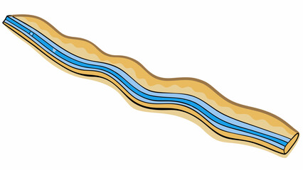 Poster - A wavy diagonal line running across a sandy beach created by the gentle movement of the ocean waves.. Cartoon Vector