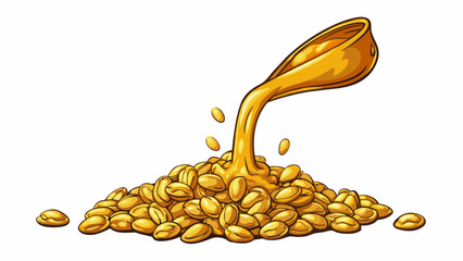 Poster - A viscous golden fluid that is extracted from seeds and nuts. It is commonly used in cooking and adds a rich distinctive flavor to dishes.. Cartoon Vector