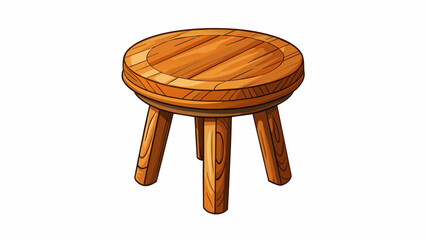 Fototapete - A wooden stool with three sy legs and a round flat top. The surface is worn from years of use but still shows a beautiful grain pattern. It has a. Cartoon Vector