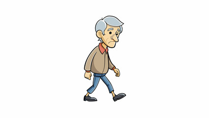 Poster - Example 3 A man walks slowly his back slightly hunched and his steps unsure. His hair is graying and his face is wrinkled showing the signs of age. He. Cartoon Vector
