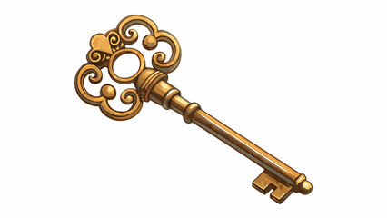 Fototapete - Key Five is a unique antique object made of bronze. It is a skeleton key with a loop at the top and a wide intricate design throughout. The key is. Cartoon Vector