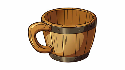 Poster - Made of wood this cup has a rustic handcrafted feel. Its exterior is rough and unfinished but the interior is smooth and polished. The handle is a. Cartoon Vector