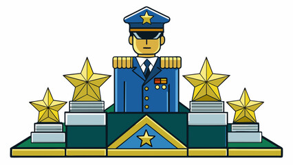 Fototapete - In the military a commission is a promotion given to a soldier who has demonstrated exceptional leadership and performance. The object characteristics. Cartoon Vector