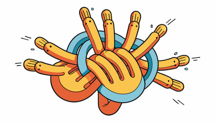 Poster - In the third illustration there are multiple fingers intertwined moving in and out of a tight pulsating space. The movements are slow and deliberate. Cartoon Vector