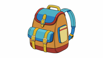 Poster - Standard backpack A bag made of durable material with two adjustable ss a main compartment and pockets for organization.. Cartoon Vector