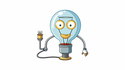 Poster - Standard light bulb A glass bulb with a threaded metal base filled with gas and a filament that lights up when an electrical current is passed through. Cartoon Vector