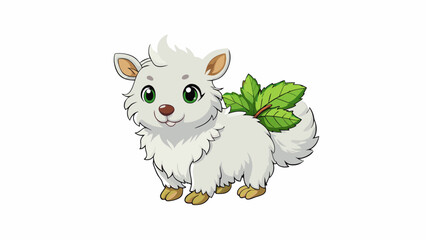 Fototapete - The animal had fluffy white fur and a short stubby tail. Its large floppy ears drooped to the sides of its head giving it an endearingly e appearance.. Cartoon Vector