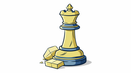 Aufkleber - The end was a cracked chipped chess piece once a proud knight now lying discarded on the board. Its once intricate details were now blurred and. Cartoon Vector