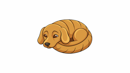 Poster - The dog lay curled up in the corner of the room his long tail tucked neatly around his body. The soft fur of his back was flecked with patches of. Cartoon Vector
